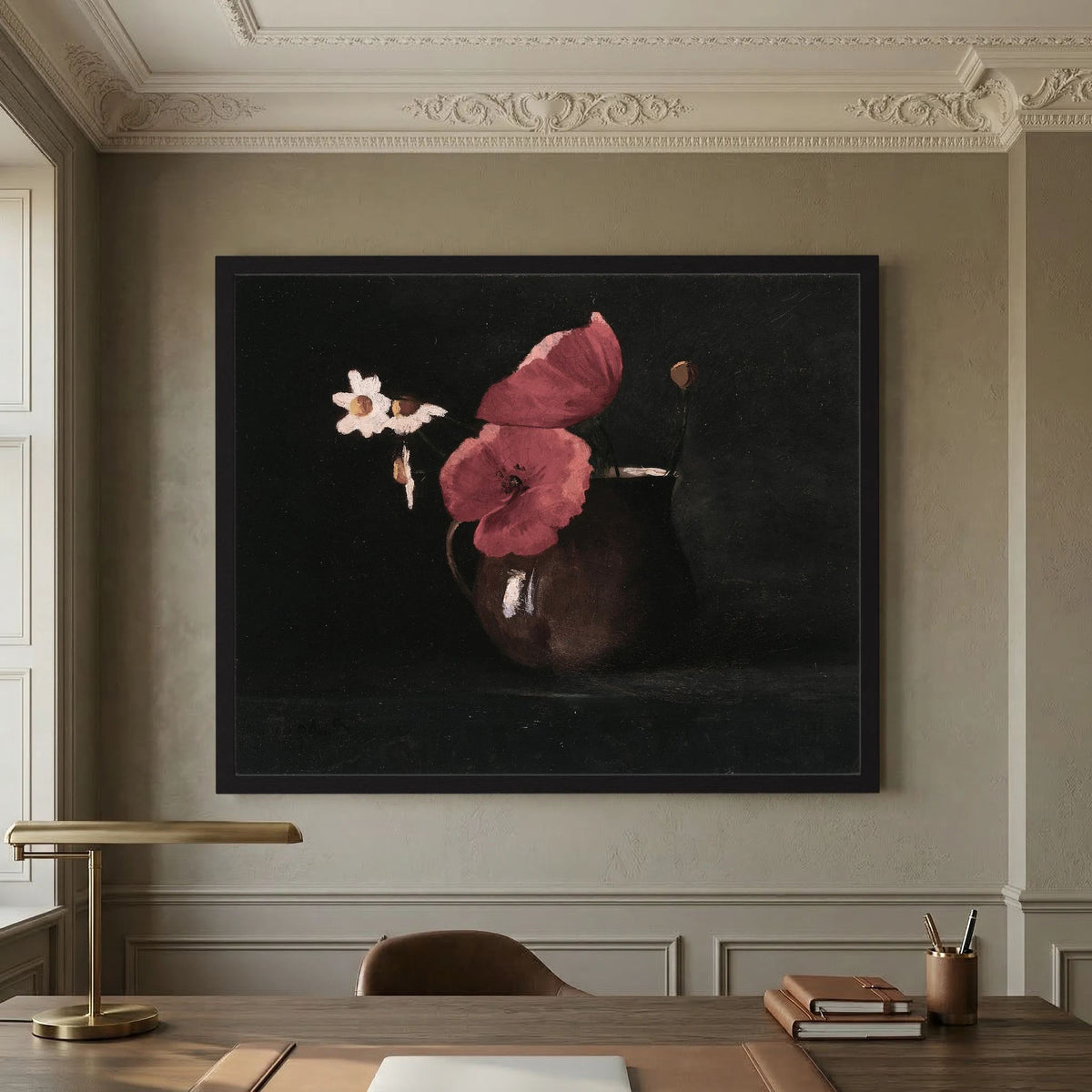Vintage Red Poppy Still Life Art Print