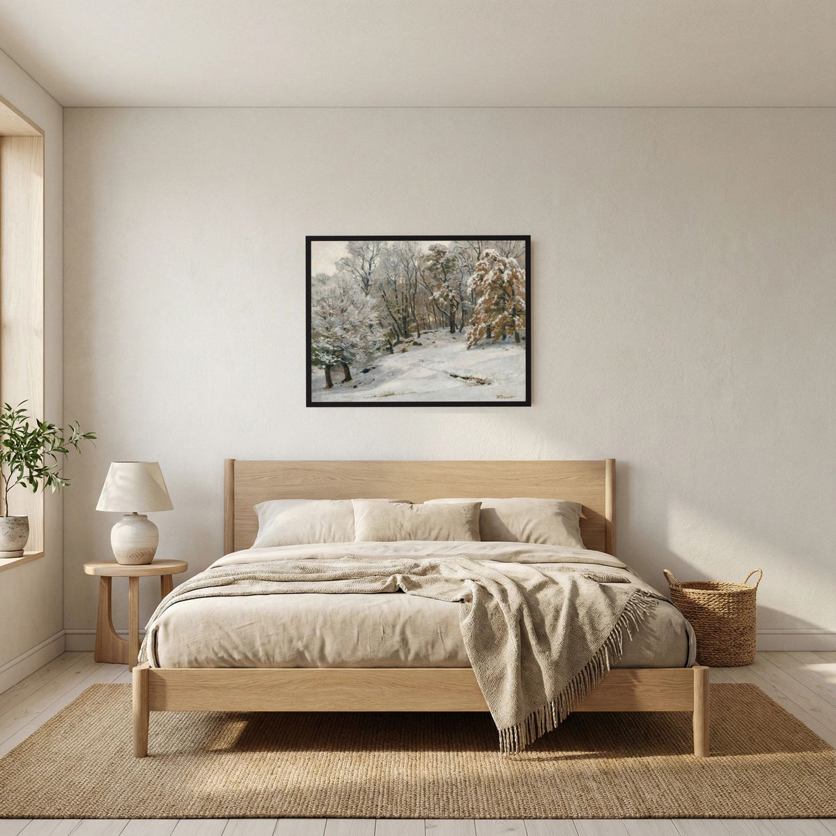 Vintage Snowy Forest Landscape Art Print