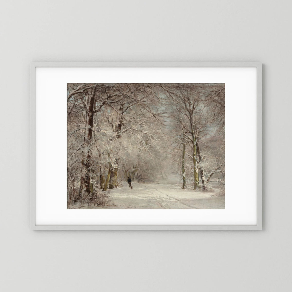 Vintage Snowy Woodland Art Print White Wood White
