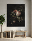 Vintage Floral Canvas Wall Art | Moody Botanical Flower Painting