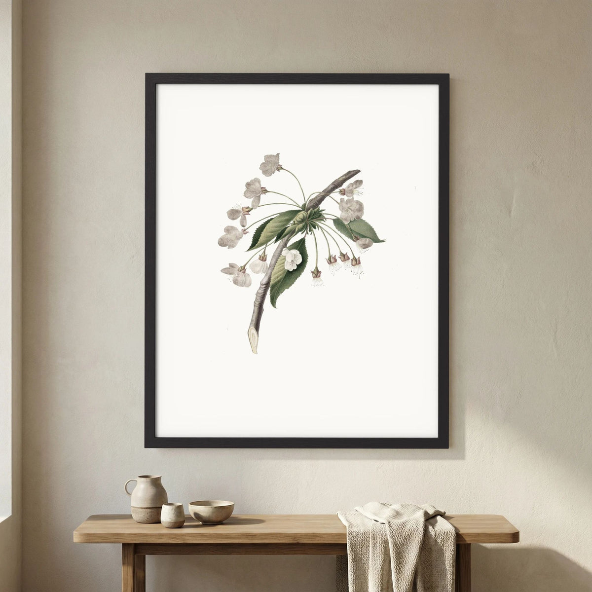 Delicate White Botanical Study Vintage Wall Art Print
