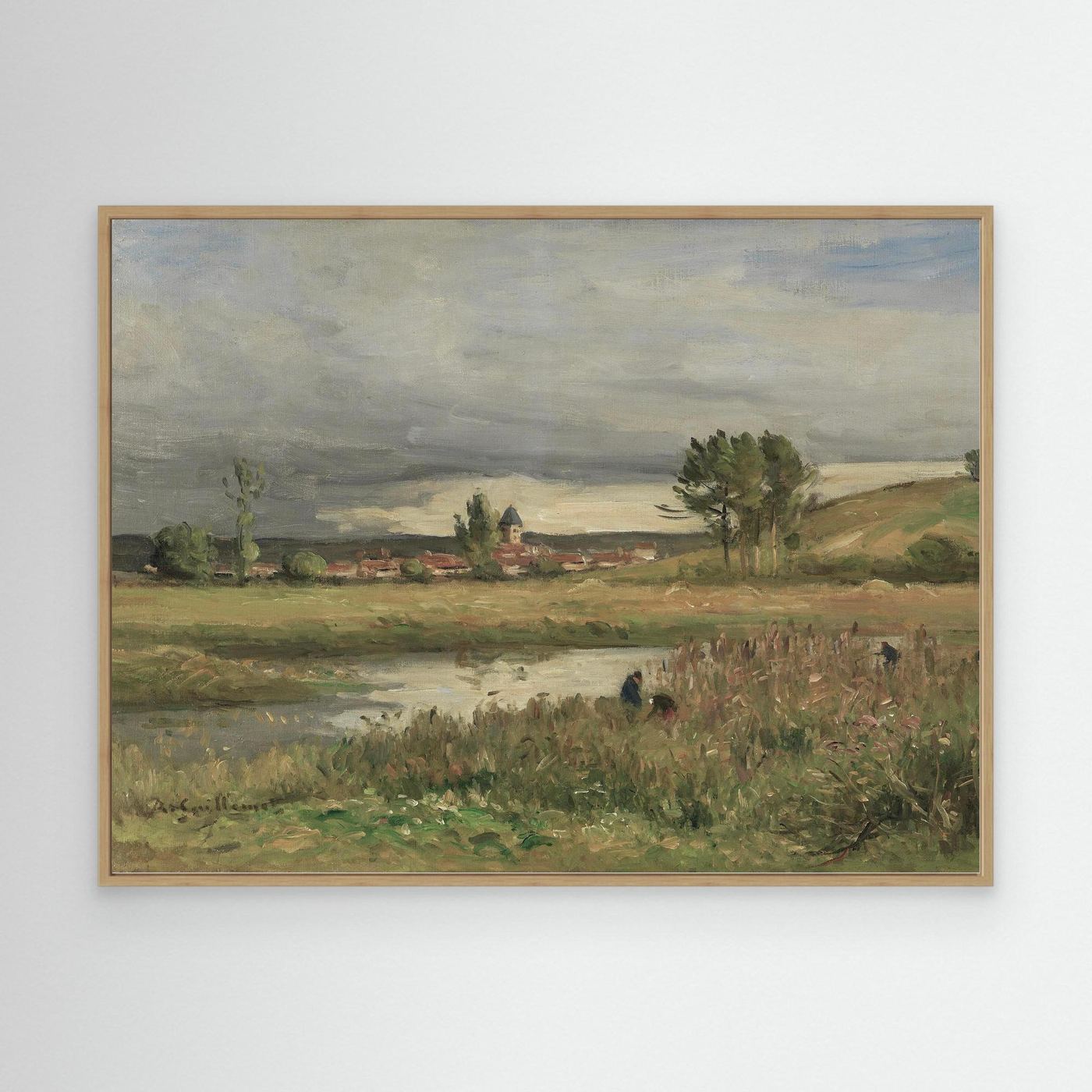 Vintage French Countryside Pond Landscape | Canvas