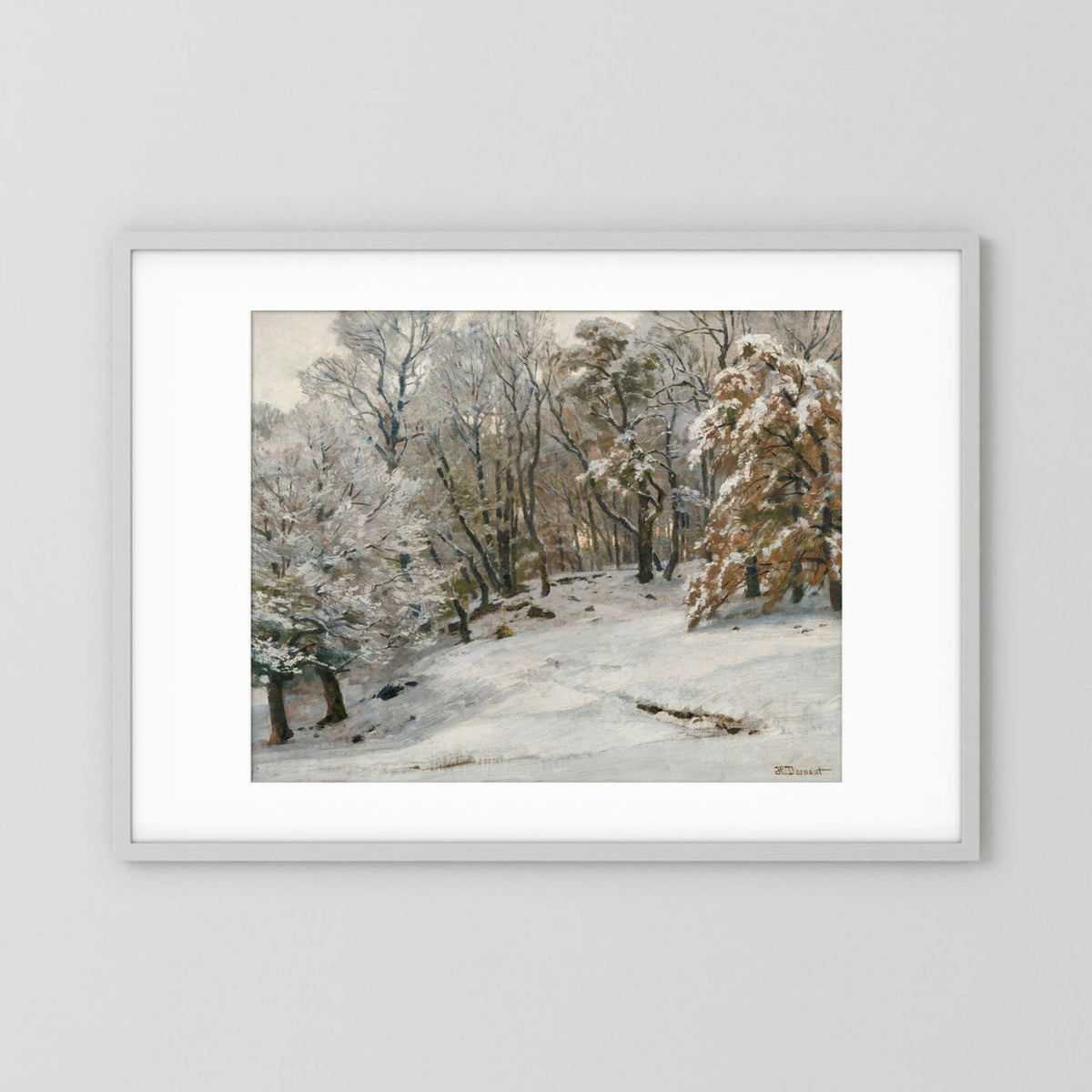 Vintage Snowy Forest Landscape Art Print