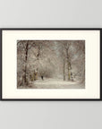 Vintage Snowy Woodland Art Print Black Wood Freja