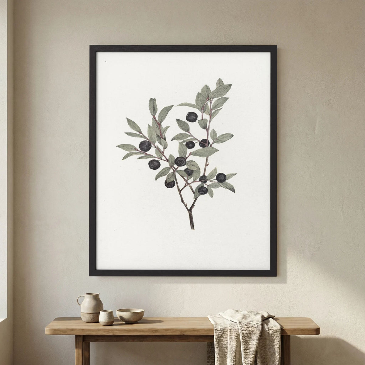 Olive Branch Botanical Study Vintage Wall Art Print