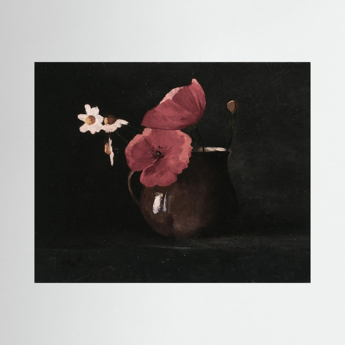 Vintage Red Poppy Still Life Art Print