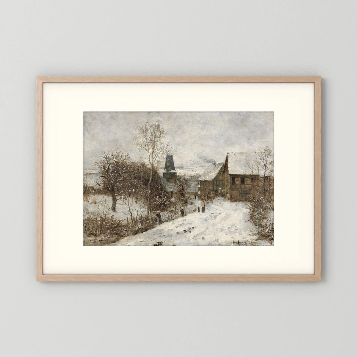 Vintage Snowy Village Art Print