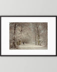 Vintage Snowy Woodland Art Print Black Wood White