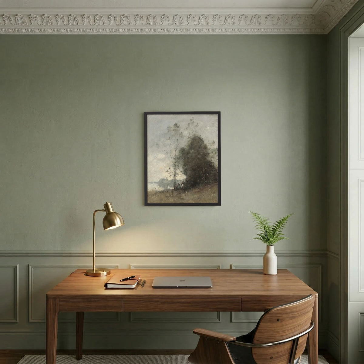 Atmospheric Tree Landscape Vintage Wall Art Print
