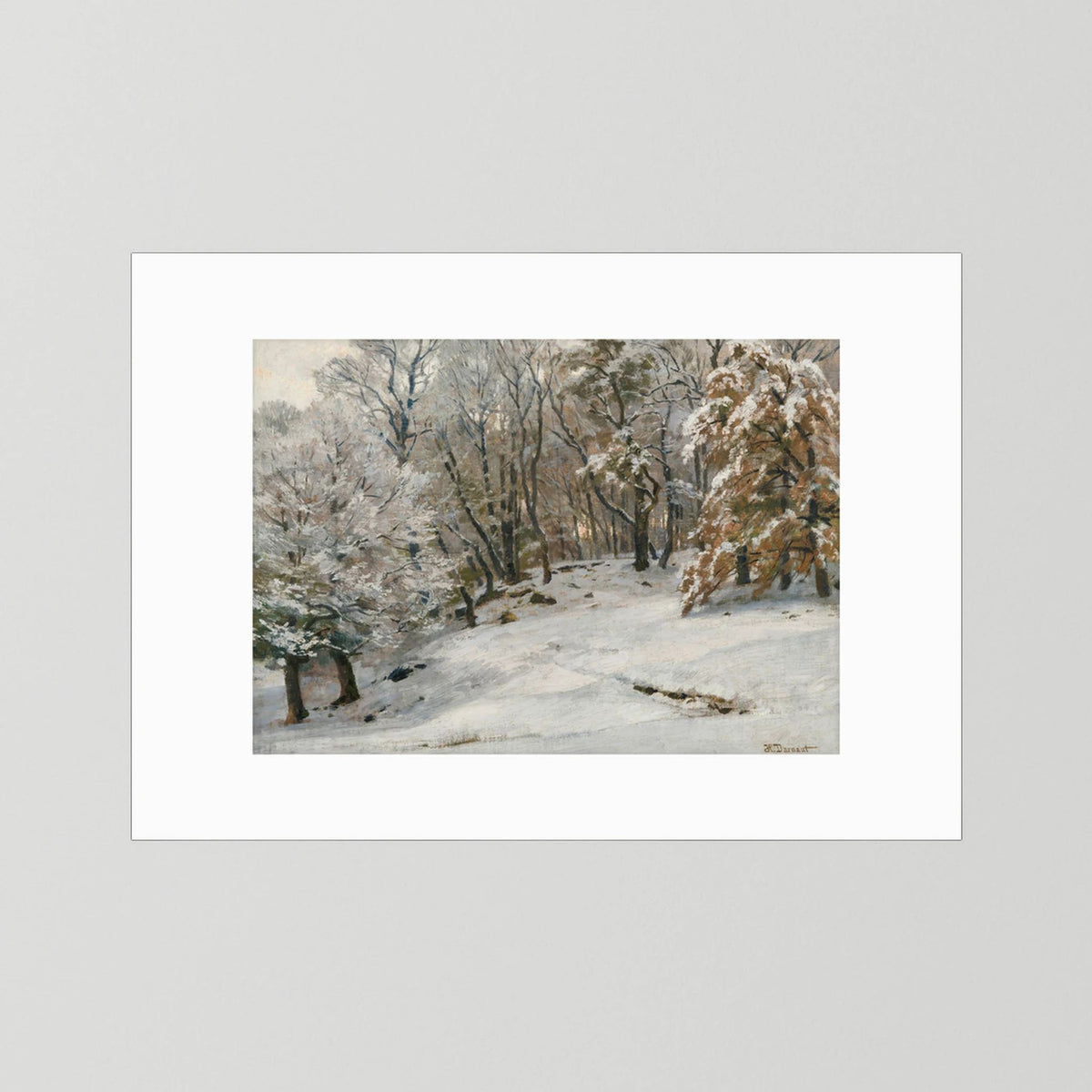 Vintage Snowy Forest Landscape Art Print