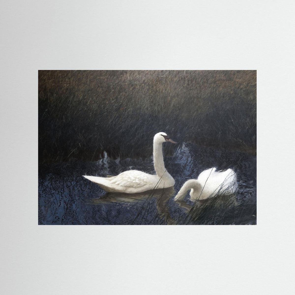 Vintage Swan Lake Art Print | Soft Neutral Wall Decor No Frame No border