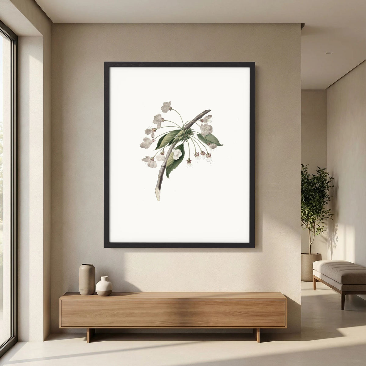 Delicate White Botanical Study Vintage Wall Art Print