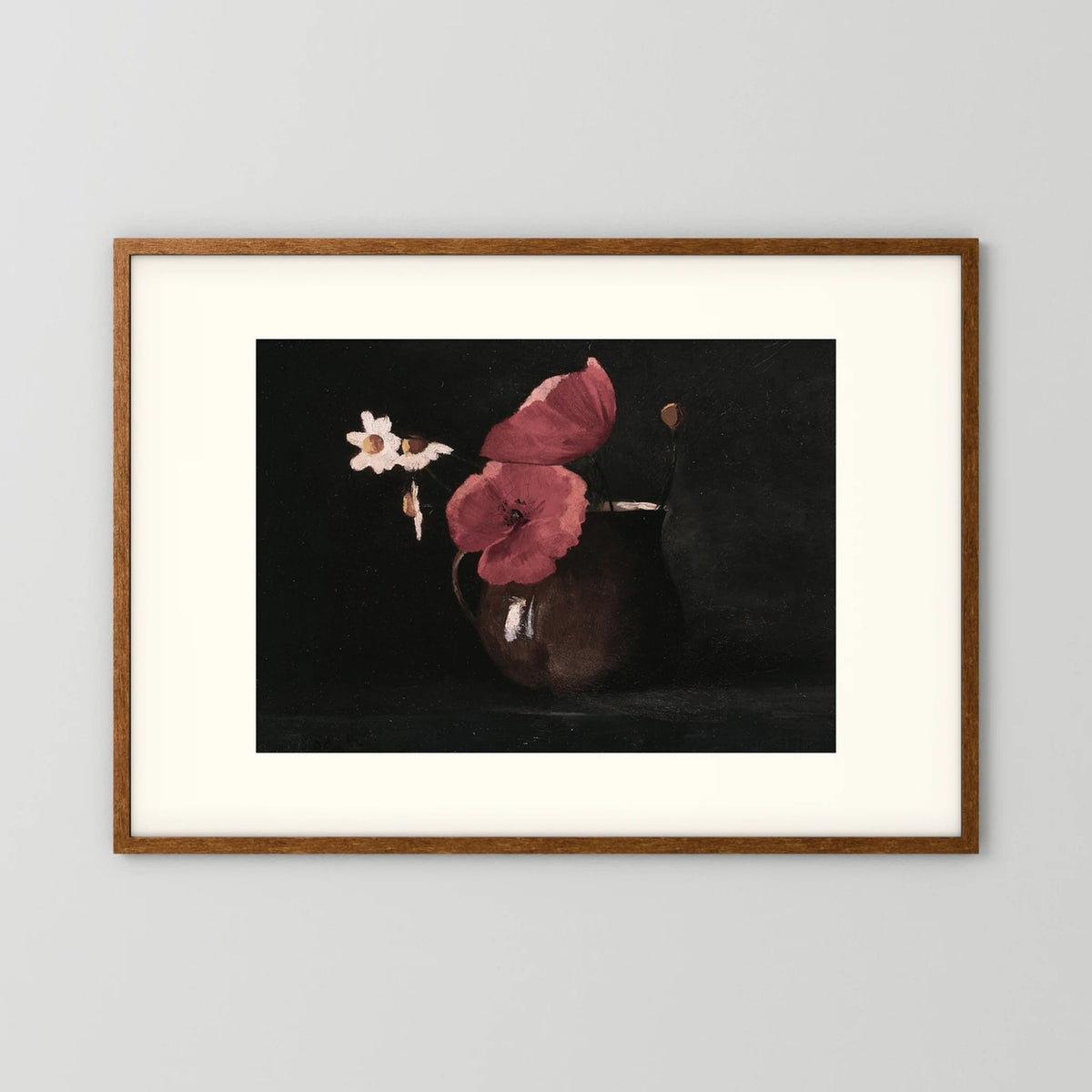 Vintage Red Poppy Still Life Art Print