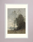 Atmospheric Tree Landscape Vintage Wall Art Print White Wood Freja
