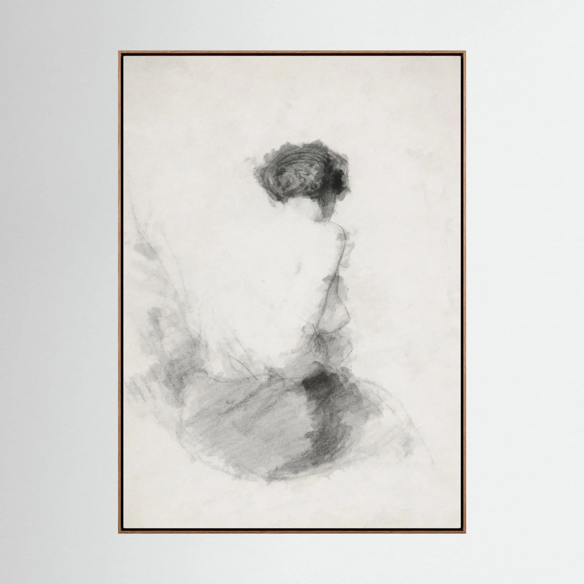 Neutral Woman Figure Canvas Wall Art | Minimalist Vintage Figurative Sketch
