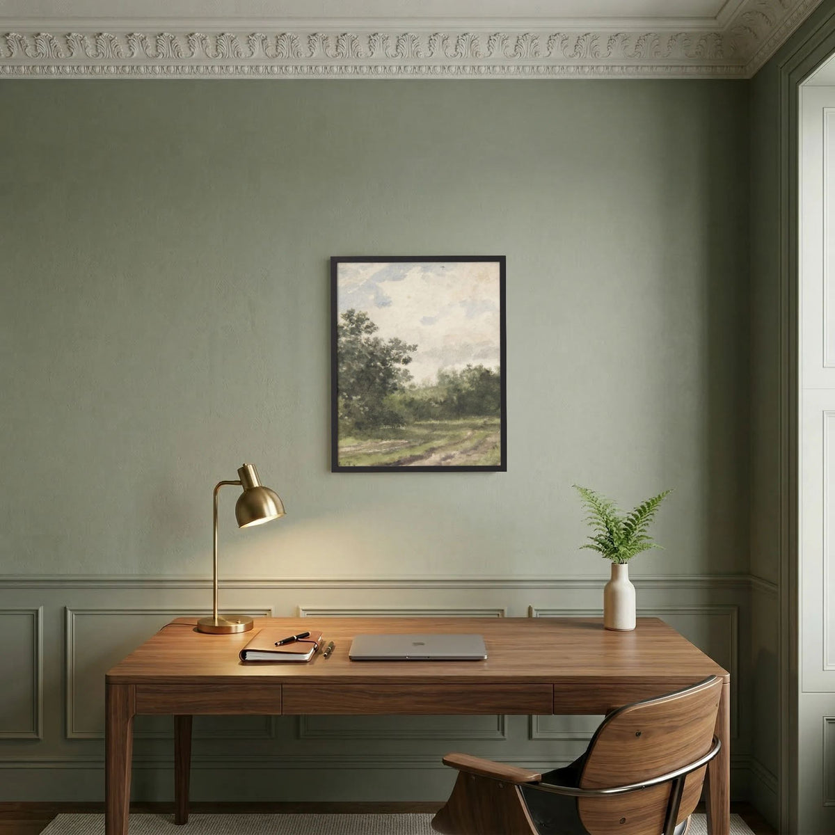Misty Country Landscape Vintage Wall Art Print