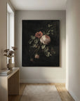 Vintage Floral Canvas Wall Art | Moody Botanical Flower Painting