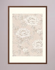 Blush Rose Wallpaper Pattern Vintage Wall Art Print Oak Dark Freja