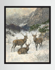 Vintage Deer in Snow Art Print