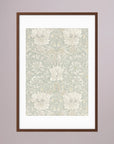Pale Green Floral Wallpaper Pattern Vintage Wall Art Print Oak Dark White