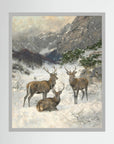 Vintage Deer in Snow Art Print