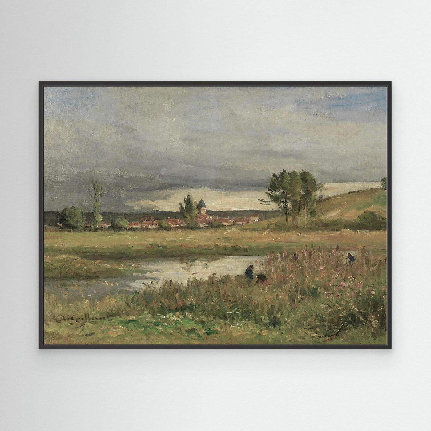 Vintage French Countryside Pond Landscape | Canvas