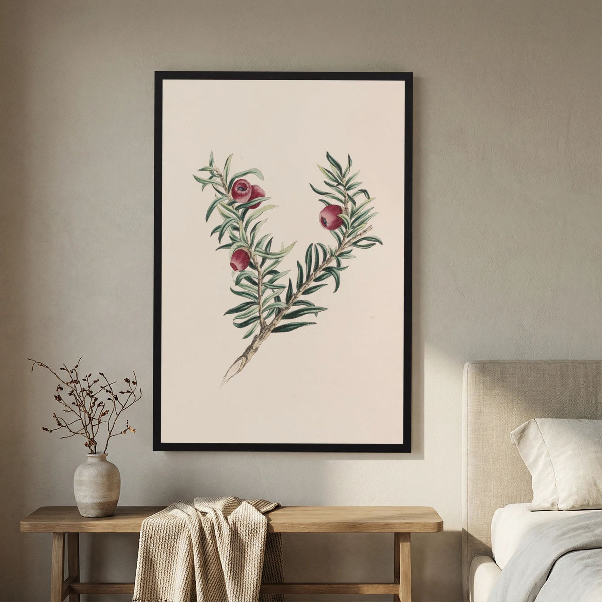 Vintage Red Berry Botanical Art Print