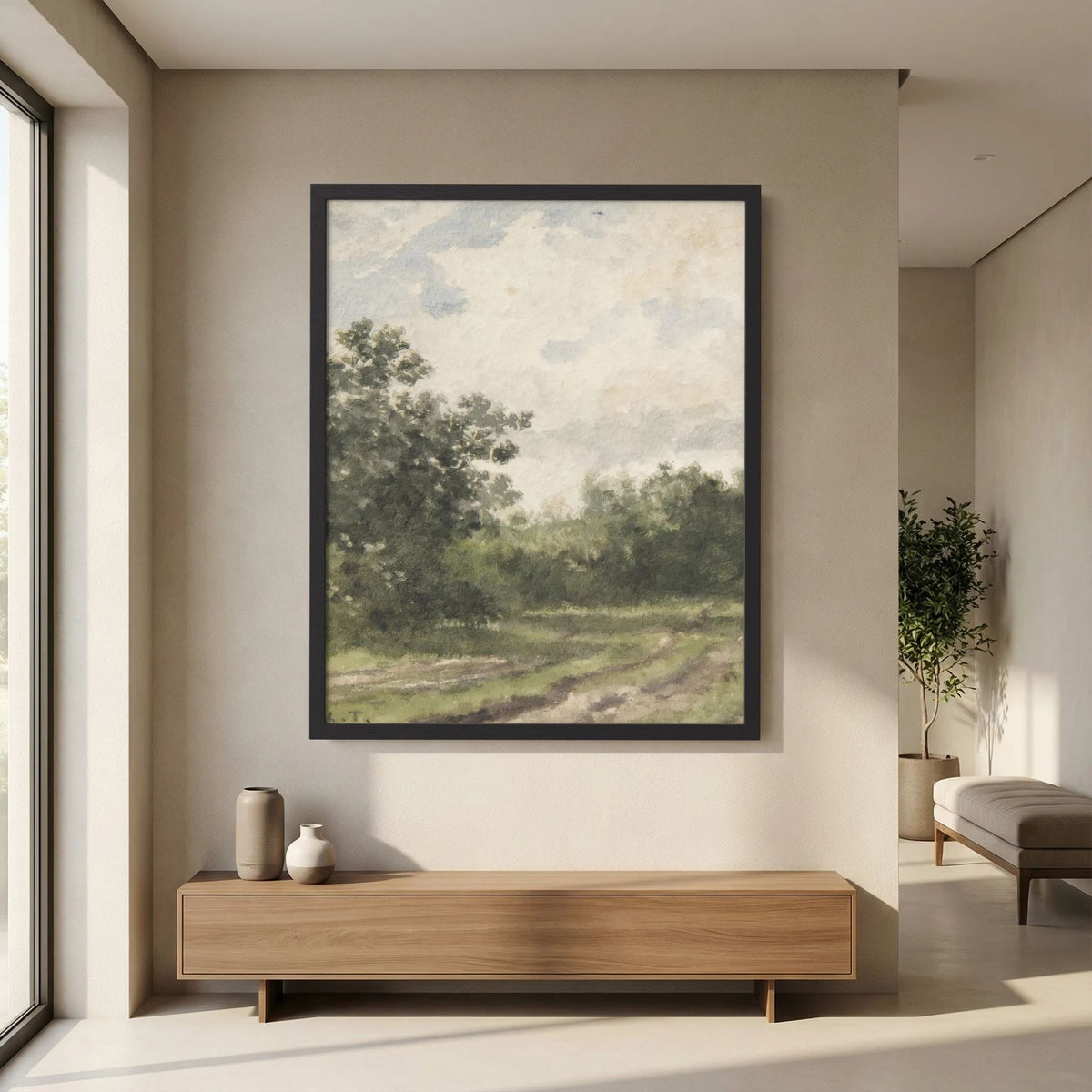 Misty Country Landscape Vintage Wall Art Print
