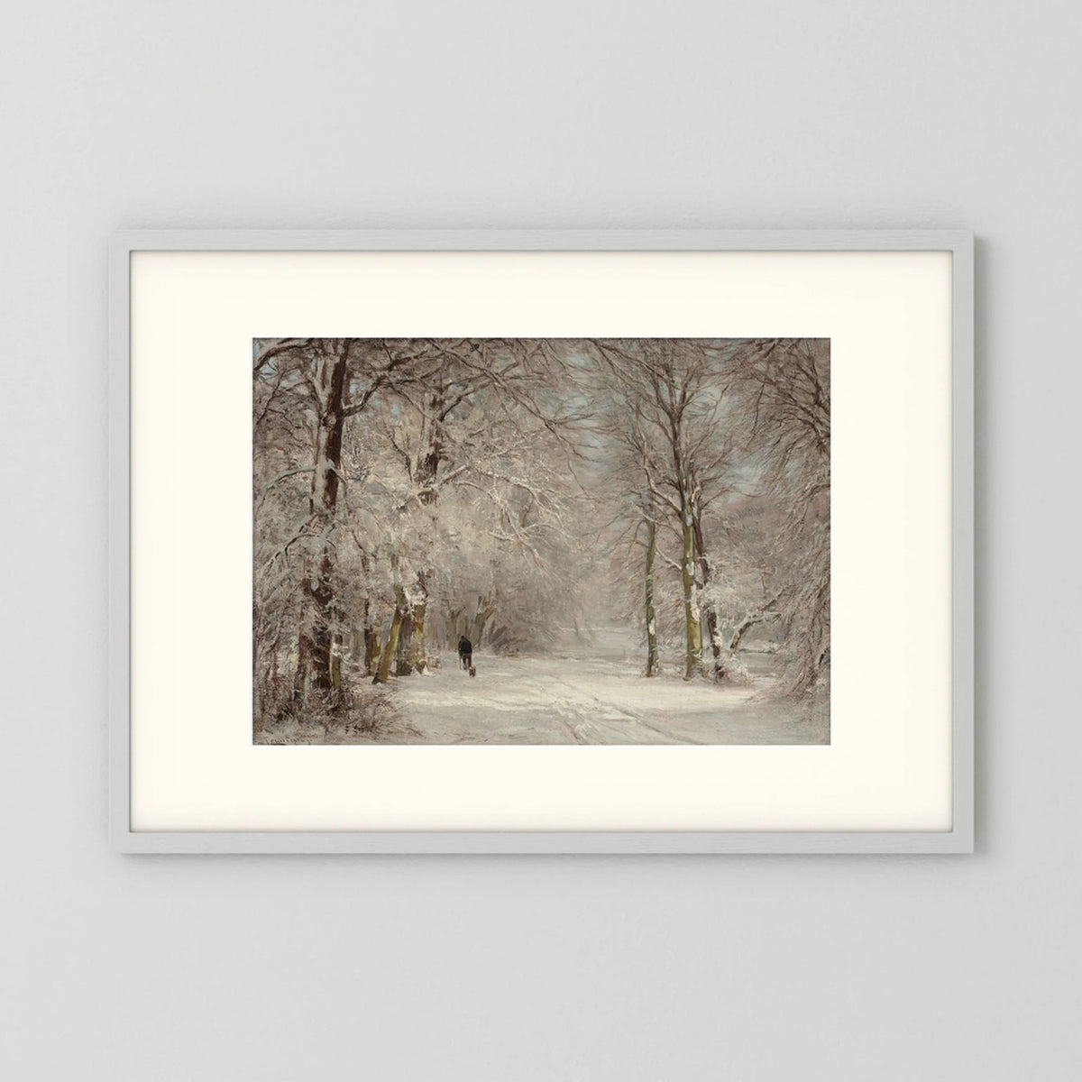 Vintage Snowy Woodland Art Print White Wood Freja