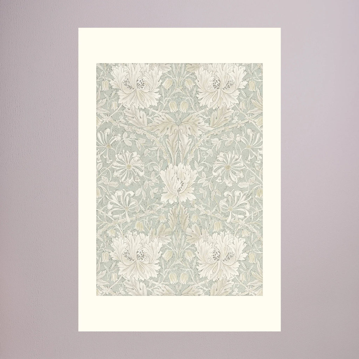 Pale Green Floral Wallpaper Pattern Vintage Wall Art Print No Frame Freja