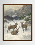 Vintage Deer in Snow Art Print