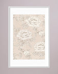 Blush Rose Wallpaper Pattern Vintage Wall Art Print White Wood White