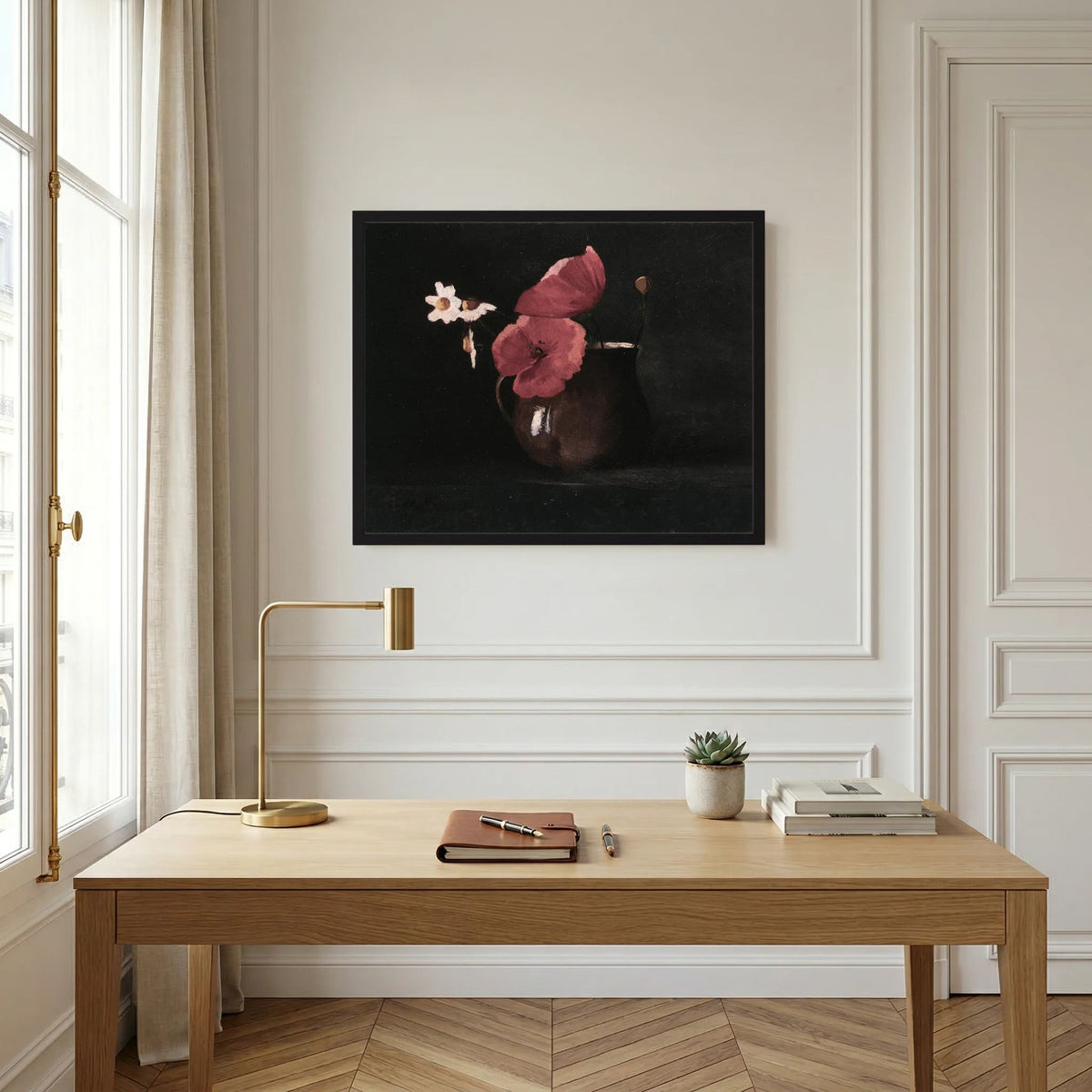 Vintage Red Poppy Still Life Art Print