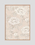 Blush Rose Wallpaper Pattern Vintage Wall Art Print Oak Nature No border