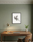 Pink Botanical Branch Study Vintage Wall Art Print