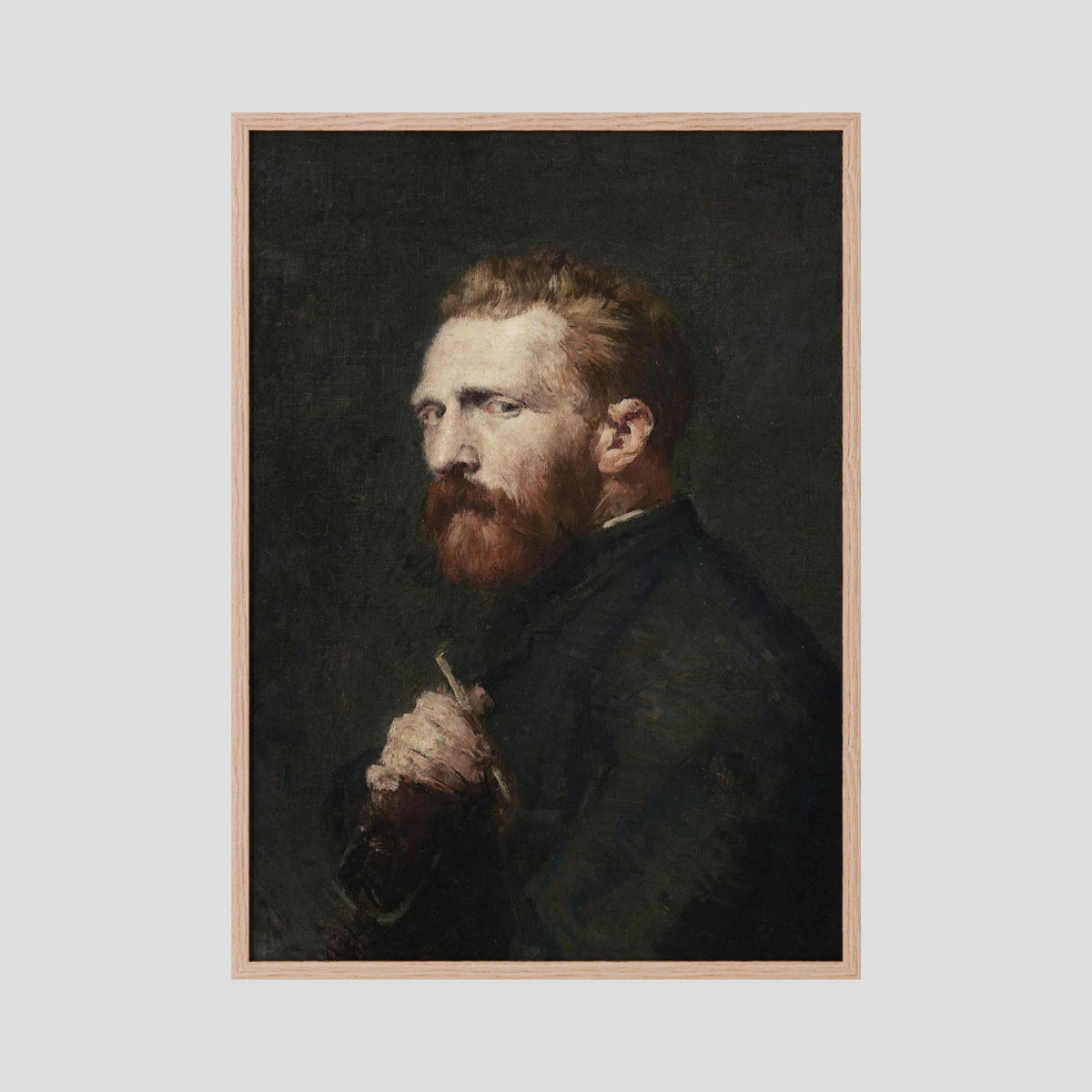 Moody Artist Portrait Vintage Wall Art Print Oak Nature No border