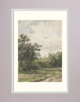 Misty Country Landscape Vintage Wall Art Print White Wood Freja
