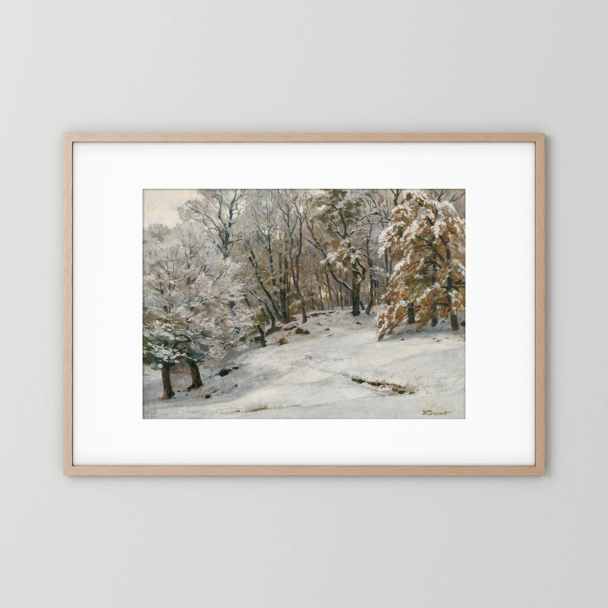 Vintage Snowy Forest Landscape Art Print