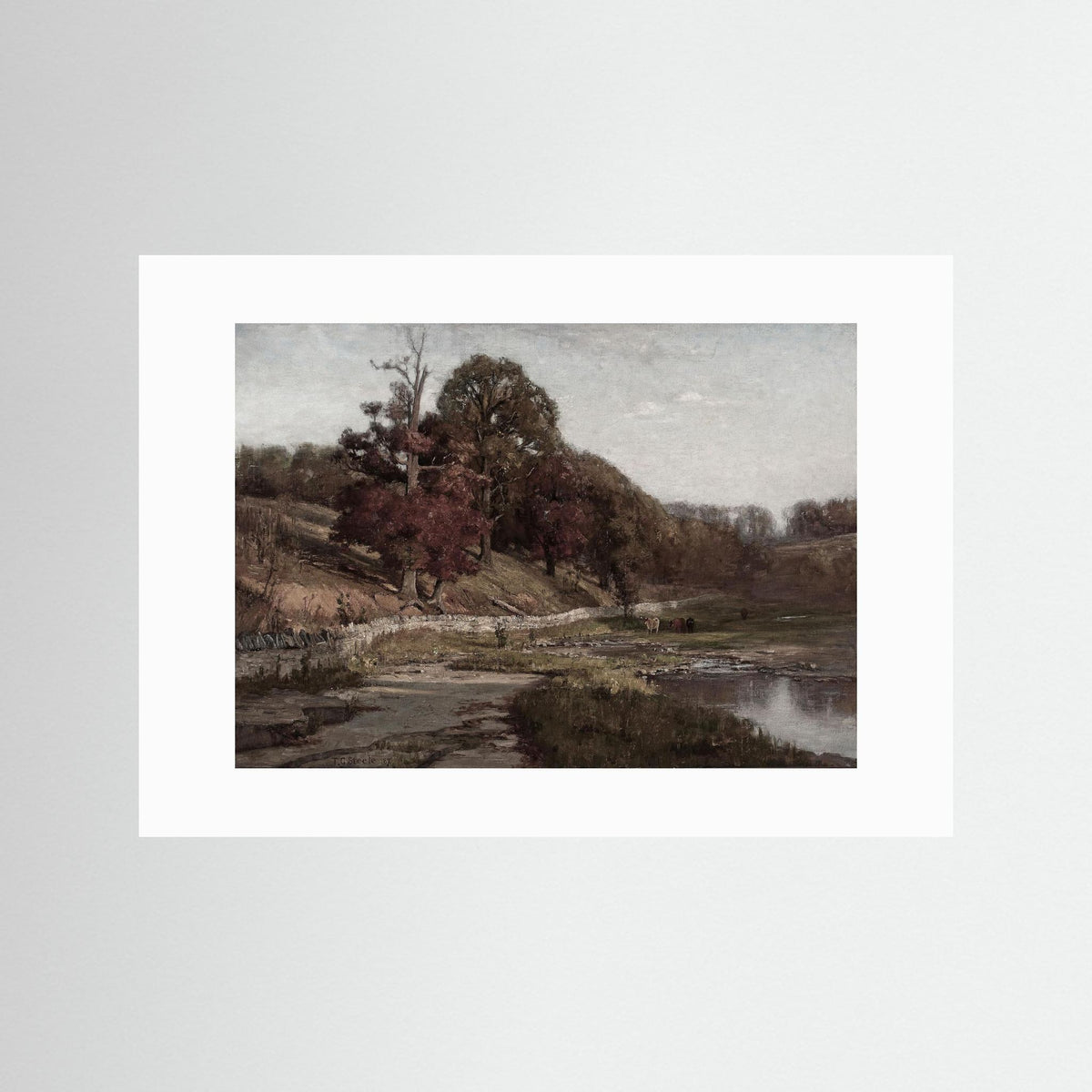 Warm Neutral Landscape Art Print | Serene Earth Tone Artwork for Modern Home No Frame White
