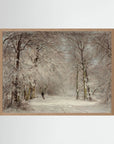 Vintage Snowy Woodland Art Print Oak Nature No border
