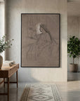Vintage Woman Figure Sketch Canvas Wall Art | Neutral Figurative Drawing