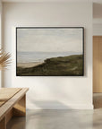 Neutral Coastal Landscape Canvas Wall Art | Vintage Seaside Nature Painting