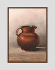 Terracotta Pot Still Life Vintage Wall Art Print Oak Dark No border