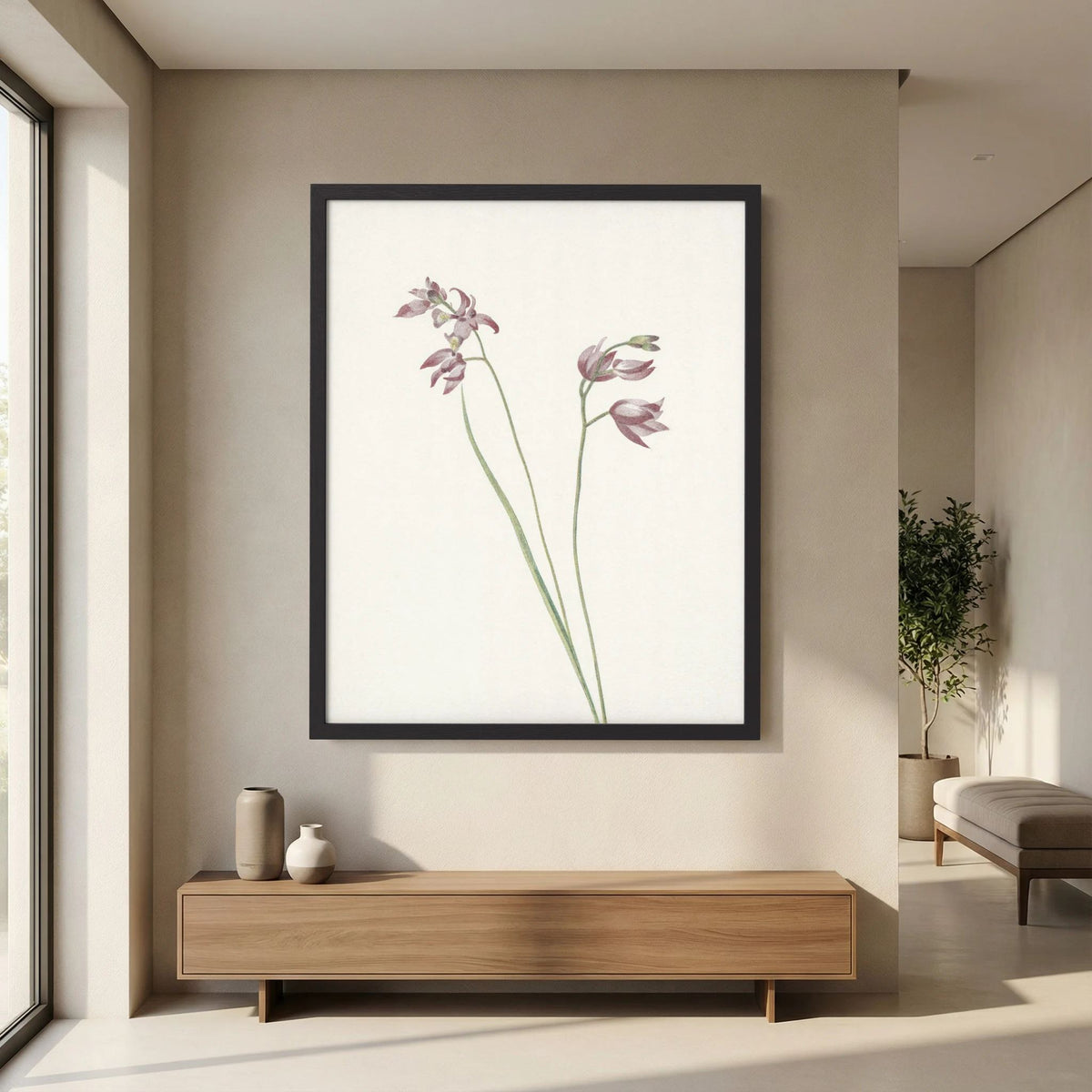 Pink Wildflower Botanical Study Vintage Wall Art Print