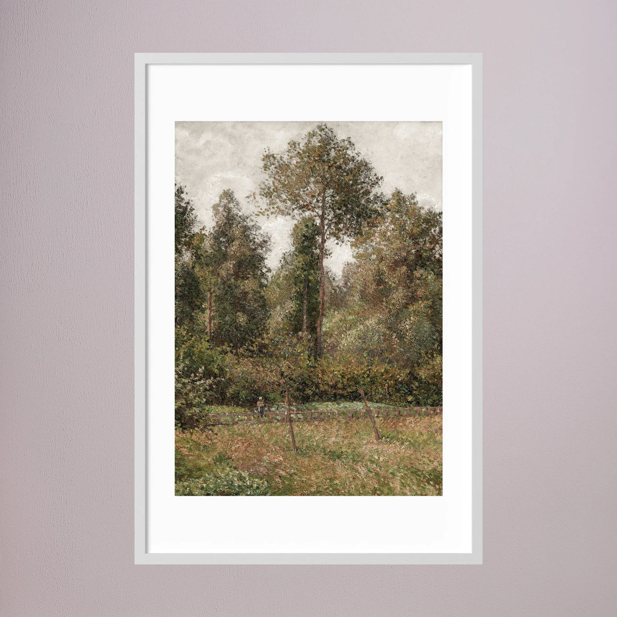 Woodland Landscape Vintage Wall Art Print White Wood White