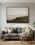 Neutral Coastal Landscape Canvas Wall Art | Vintage Seaside Nature Painting
