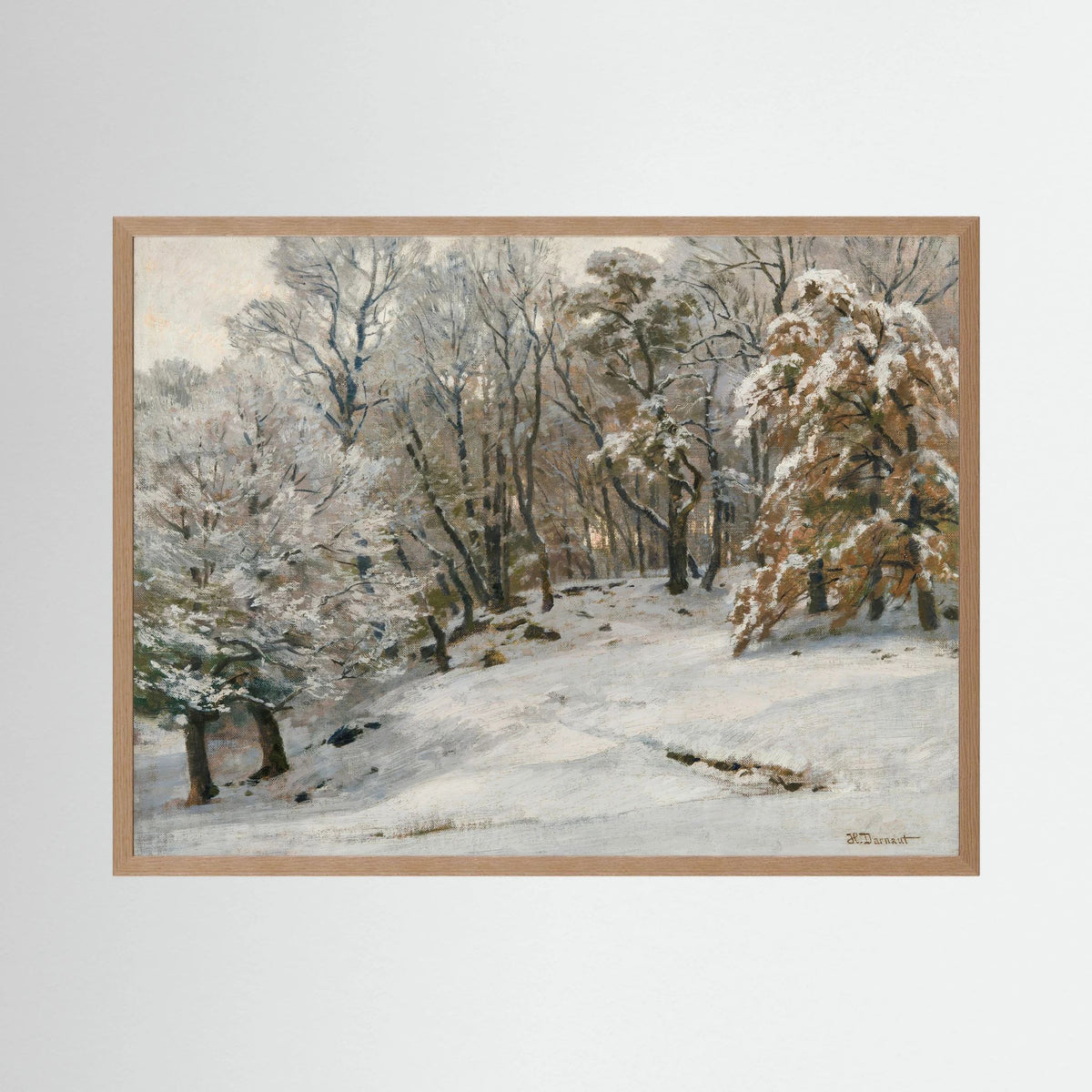 Vintage Snowy Forest Landscape Art Print