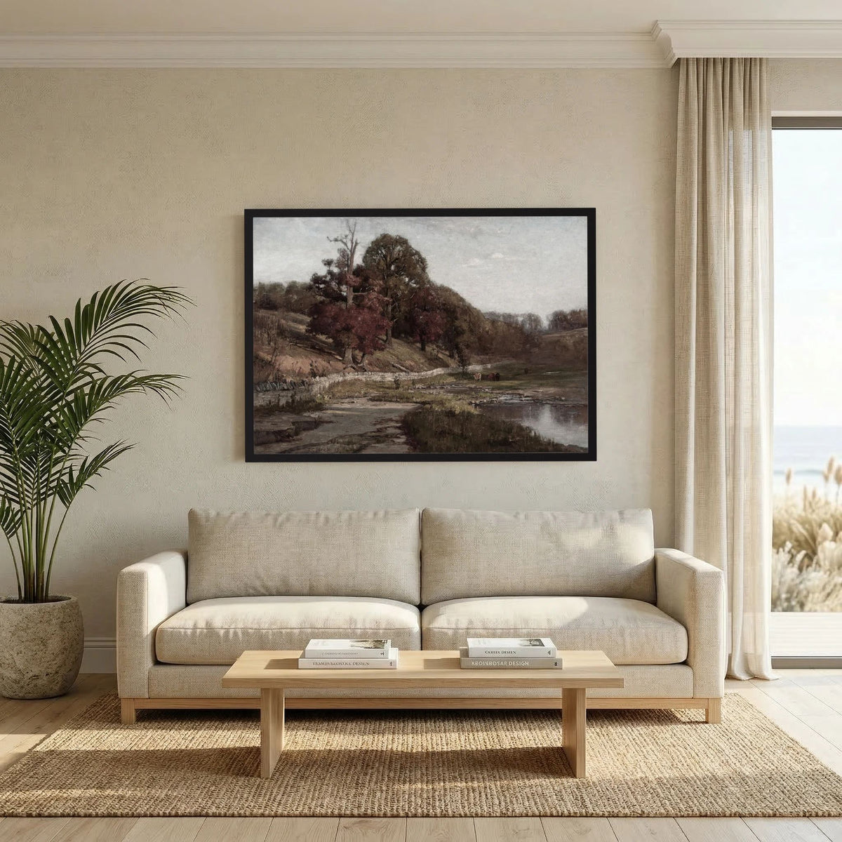Warm Neutral Landscape Art Print | Serene Earth Tone Artwork for Modern Home