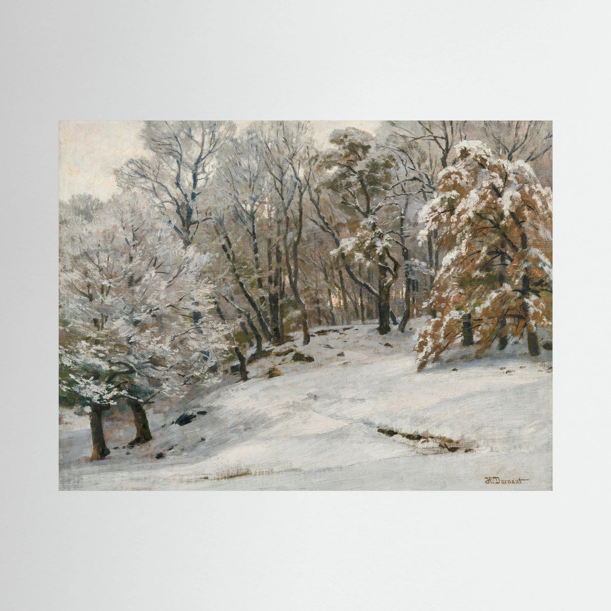Vintage Snowy Forest Landscape Art Print