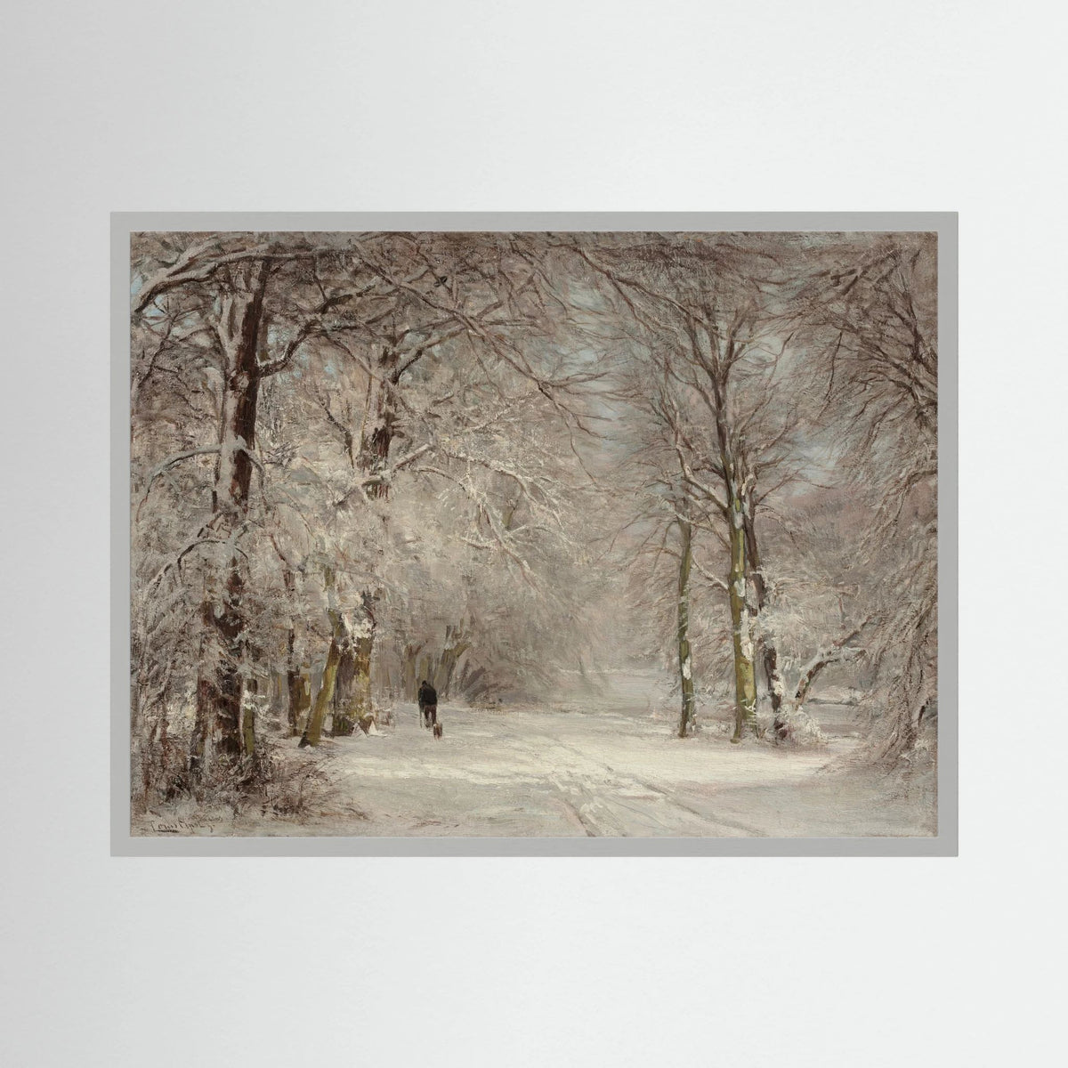 Vintage Snowy Woodland Art Print White Wood No border